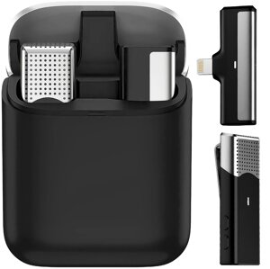 Бездротова петлична система мікрофона для Lightning пристроїв Savetek P35, з зарядним кейсом, 2.4 ГГц, для Apple