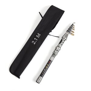 Телескопічна вудка для риболовлі LEO 27593 2.1 м Чорний (6909-25855)