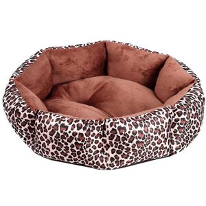 Лежак для котів собак круглий No Brand SY-2022-1208-97 Leopard M Коричневий (11065-62470)