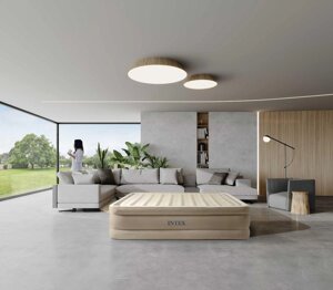 Велюрова ліжко INTEX (двоспальне) з вбудованим ел. насосом | До 300кг |