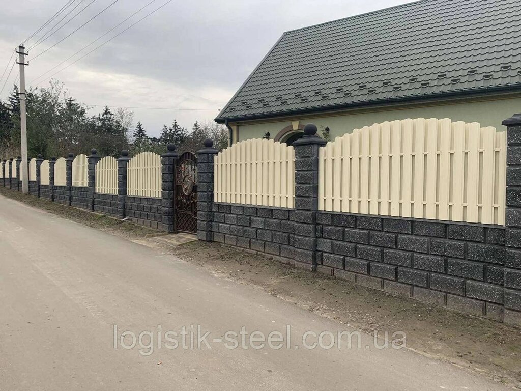 Євроштакетник металевий двосторонній Україна, висота 1,8 м, бежевий RAL 1015 глянсовий від компанії Логістик Сталь - фото 1