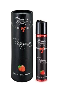 Масажне масло Plaisirs Secrets Strawberry (59 мл) з афродизіаками, їстівне, подарункова упаковка