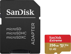 Карта памяти sandisk microsd 256GB C10 UHS-I U3 R190/W130MB/s extreme V30 + SD (sdsqxav-256G-GN6ma)