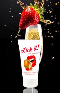 Оральний веганський лубрикант зі смаком та ароматом Ігристого вина з полуницею Lick It! 50 мл Talla