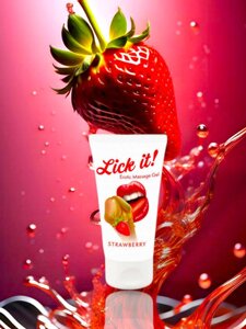 Оральний веганський лубрикант зі смаком та ароматом полуниці Lick It! 50 мл Talla