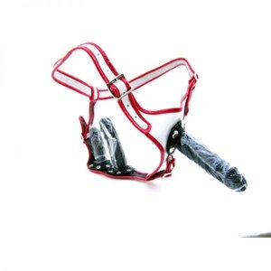 Ремінний страпон з трьома реалістичними силіконовими фалоімітаторами чорного кольору Bdsm4u Talla