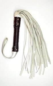 Флогер БДСМ комбінований із шкіряною ручкою білого кольору Easy Life BDSM Desire Talla