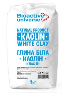 1 шт Біла глина, каолін, Біоактив Юніверс, 1кг Код/Артикул 133