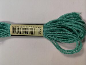20 шт Нитка для вишивки муліне СКС 3851 зелений Код/Артикул 87