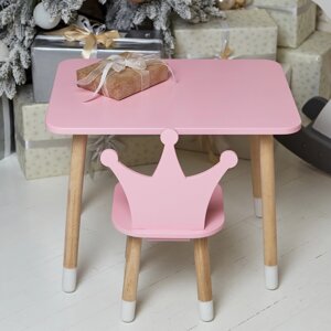 Дитячий прямокутний стіл і стільчик дитячий корона. Столик рожевий дитячий Код/Артикул 115 44412