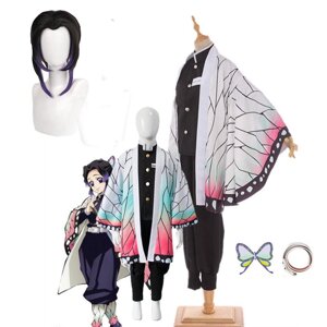 Дорослі діти аніме Demon Slayer Kimetsu no Yaiba Kochou Shinobu Косплей Костюм Кімоно Одяг на Хелловін під замовлення
