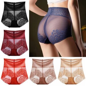 Жіноча спідня білизна для схуднення, трусики, труси, безшовні, з високою талією, прозорі мереживні трусики... під