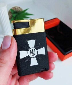 Газова запальничка турбо металева з гравіюванням на подарунок для чоловіка в коробці Код/Артикул LG35BP