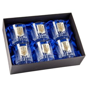 Набір для віскі «Тризуб» Boss Crystal, 6 келихів, платина, срібло, золото, кришталь Код/Артикул B6TRY2PG