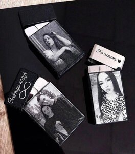 Турбо газова запальничка в подарунок хлопцеві з гравіюванням фото/ Газова запальничка з написом вітрозахисна