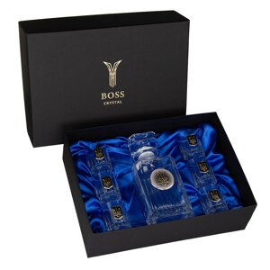 Набір для горілки ГЕРБОВИЙ З ТРИЗУБОМ з графіном, 6 чарок, кришталь, золото Код/Артикул B77TRY2XGD