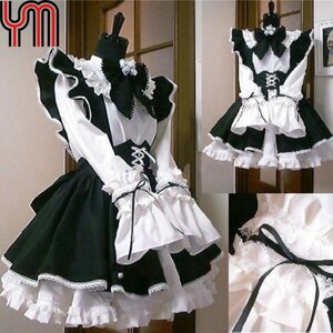 Лоліта сукня покоївки жіночі костюми офіціантки бантом з рюшами готичний косплей святкові сукні під замовлення за 30
