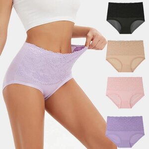 Жіночі трусики з високою талією, мереживні жіночі трусики великого розміру, однотонні трикутні бр... під замовлення за