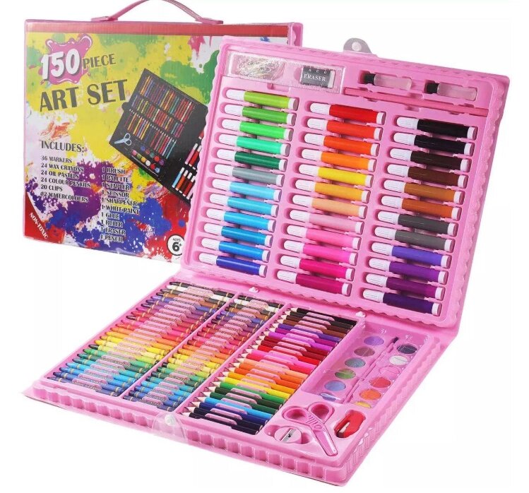 Набор для рисования Art set на 150 предметов (Розовый) ##от компании## Кактус - ##фото## 1