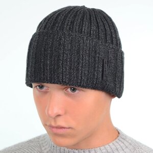 Чоловіча шапка на флісі з підкладкою з набором - тепла зима Алекс Аль19319 Чорний+T. Сірий
