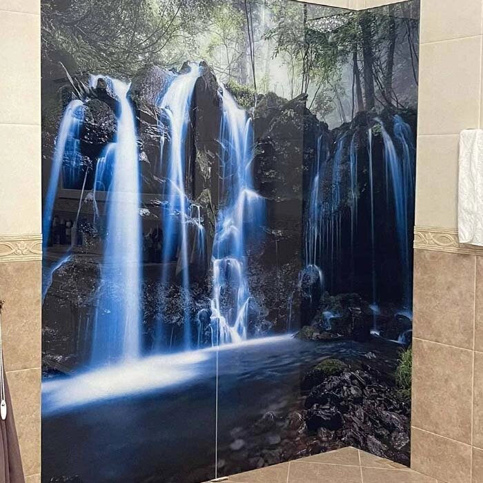 Панно скляне на стіну душовий Водоспад від компанії Аквамарин - фото 1