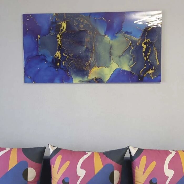 Скляне панно / Картина Мармур Абстракція Fluid Art від компанії Аквамарин - фото 1