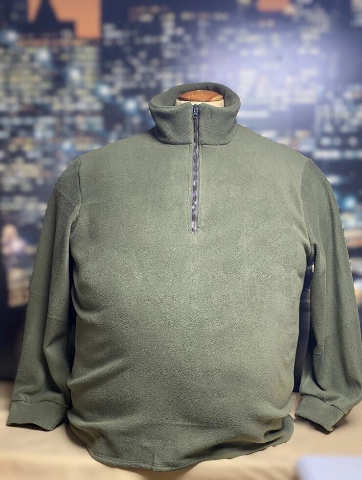 Флісова кофта великого розміру з короткою блискавкою у кольорі хакі, розмір 5XL. від компанії Big Men - фото 1