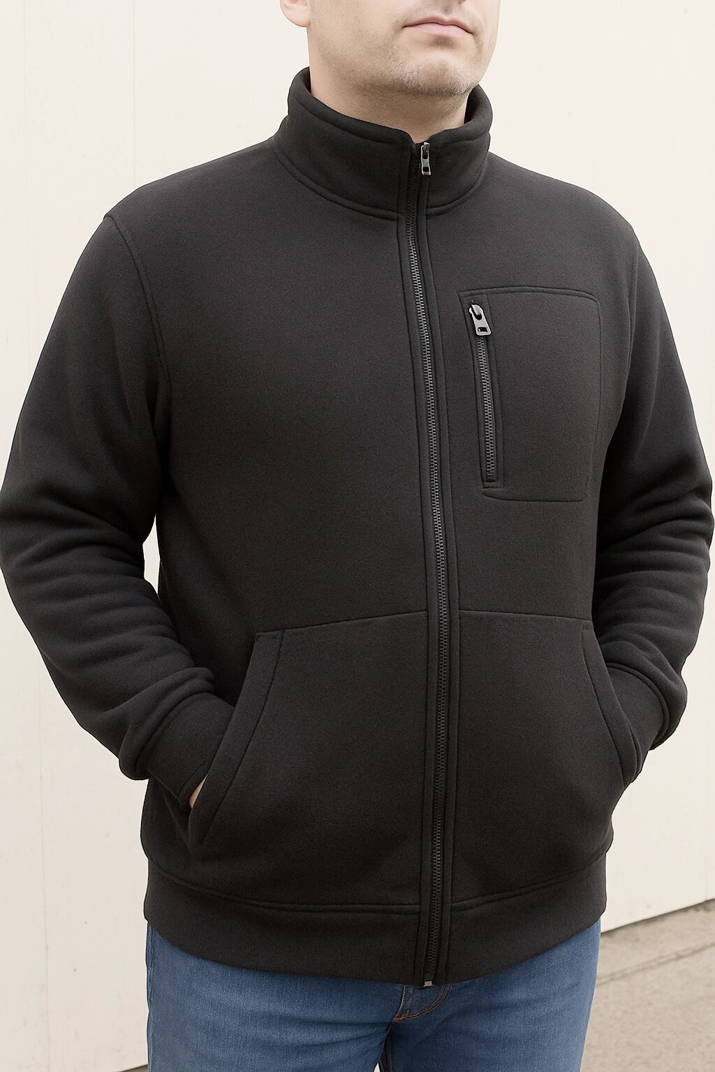 Флісова куртка чорна великого розміру оптом від компанії Big Men - фото 1