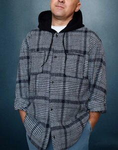 Тепла чоловіча сорочка в клітку з капюшоном. Розмір на ОГ-170 і більше