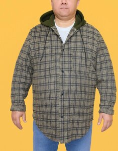 Чоловіча тепла сорочка в клітку з капюшоном (ОГ 160–168 см) 6хл