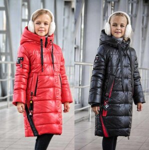 Зимова курточка пуховик пальто на дівчинку зріст 128, 134, 140, 146, 152