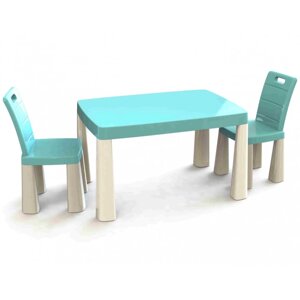 Дитячий стіл та два стільці, пластиковий Бірюзовий