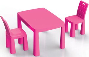 Дитячий стіл та два стільці, пластиковий Рожевий