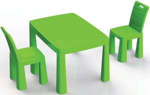Дитячий стіл та два стільці, пластиковий Зелений
