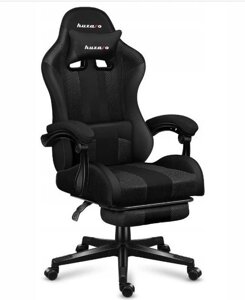 Ігрове комп'ютерне крісло для геймерів Huzaro Force 4.7 Чорне із підставкою для ніг