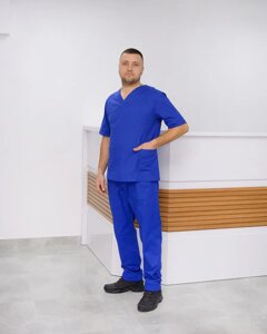 Чоловічий медичний костюм Онуфрій Преміум, 44-56 сіро-блакитний, електрик