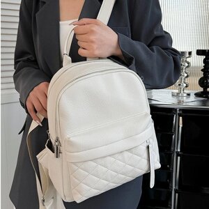 Жіночий рюкзак міський. Модний жіночий рюкзак. Рюкзак з натуральної шкіри білий 23479s