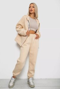 Спортивний костюм жіночий на флісі, колір бежевий, 238R5715-1