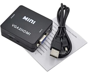 Конвертер VGA в HDMI Відеоадаптер перехідник + аудіо