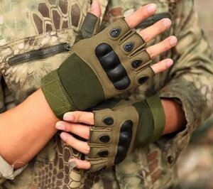 Тактичні рукавички короткопалі Eagle Армійські З жорсткими кісточками розмір L