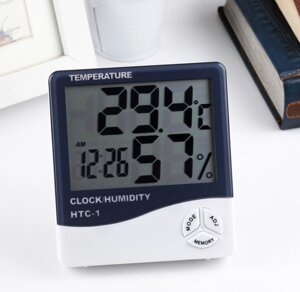 Термометр гігрометр HTC-1 Домашня метеостанція з будильником