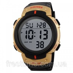 Чоловічий наручний електронний годинник Skmei 1068GD Gold-Black