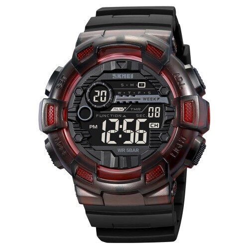 Чоловічий наручний електронний годинник Skmei 2110BKRD Black-Red