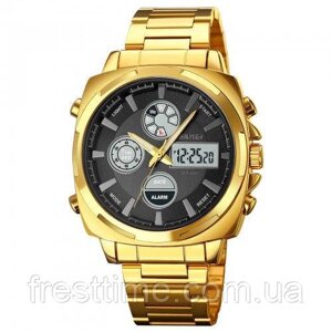 Чоловічий наручний кварцовий (електронний) годинник Skmei 1673GDBK Gold-Black
