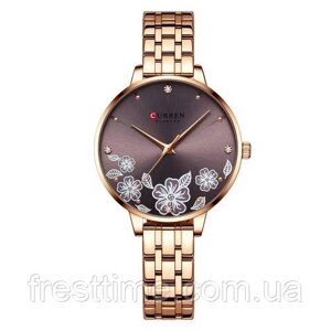 Жіночий наручний кварцовий годинник Curren C9068L Gold Cofee