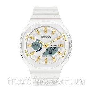 Жіночий наручний кварцовий (електронний) годинник Sanda 6016 White-Gold