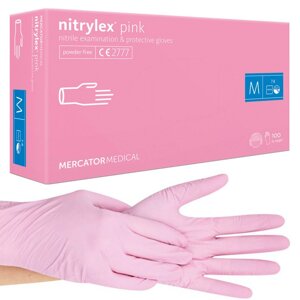 Рукавички нітрилові рожеві NITRYLEX PINK розмір M неопудрені