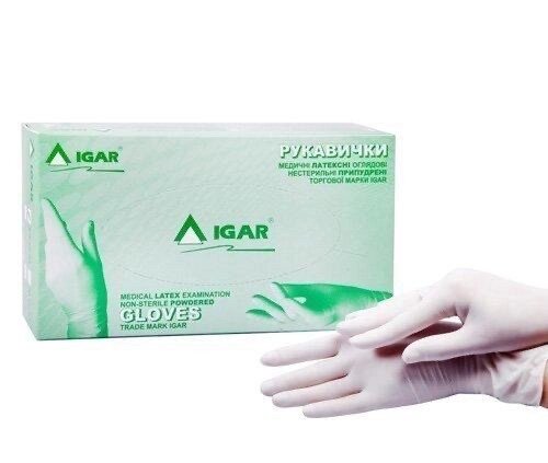 Рукавички IGAR латексні, розмір L з пудрою від компанії Матеріали - фото 1