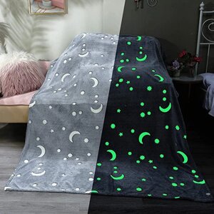 Плед, що світиться в темряві, плюшеве покривало Blanket kids Magic Star 150х100 см флісова ковдра. Колір: сірий