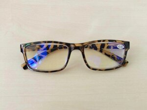 Комп&x27, ютерні окуляри, для читання Blue blocker +3.50 тигрова оправа